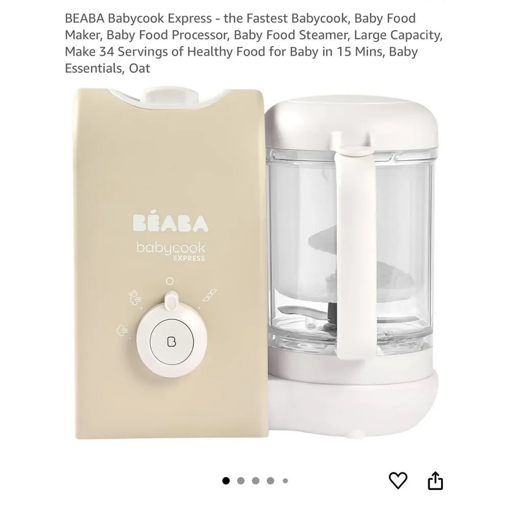 Béaba Babycook Express Baby Food Maker, Oat; Steam, Cook, Blend, Dishwasher Safe